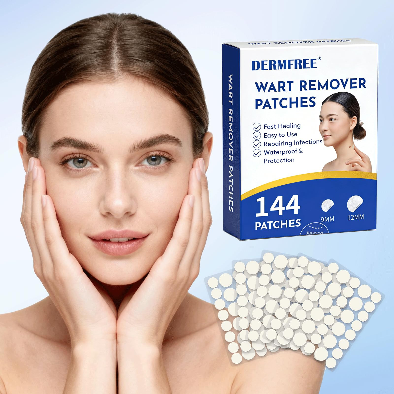 Maximum Strength Wart Remover Patches, Hydrocolloid Invisible Sticker for Neck, Feet, Hands Skin – Waterproof, Fast Acting, Invisible Protection, 1 Box (144 Patches)
