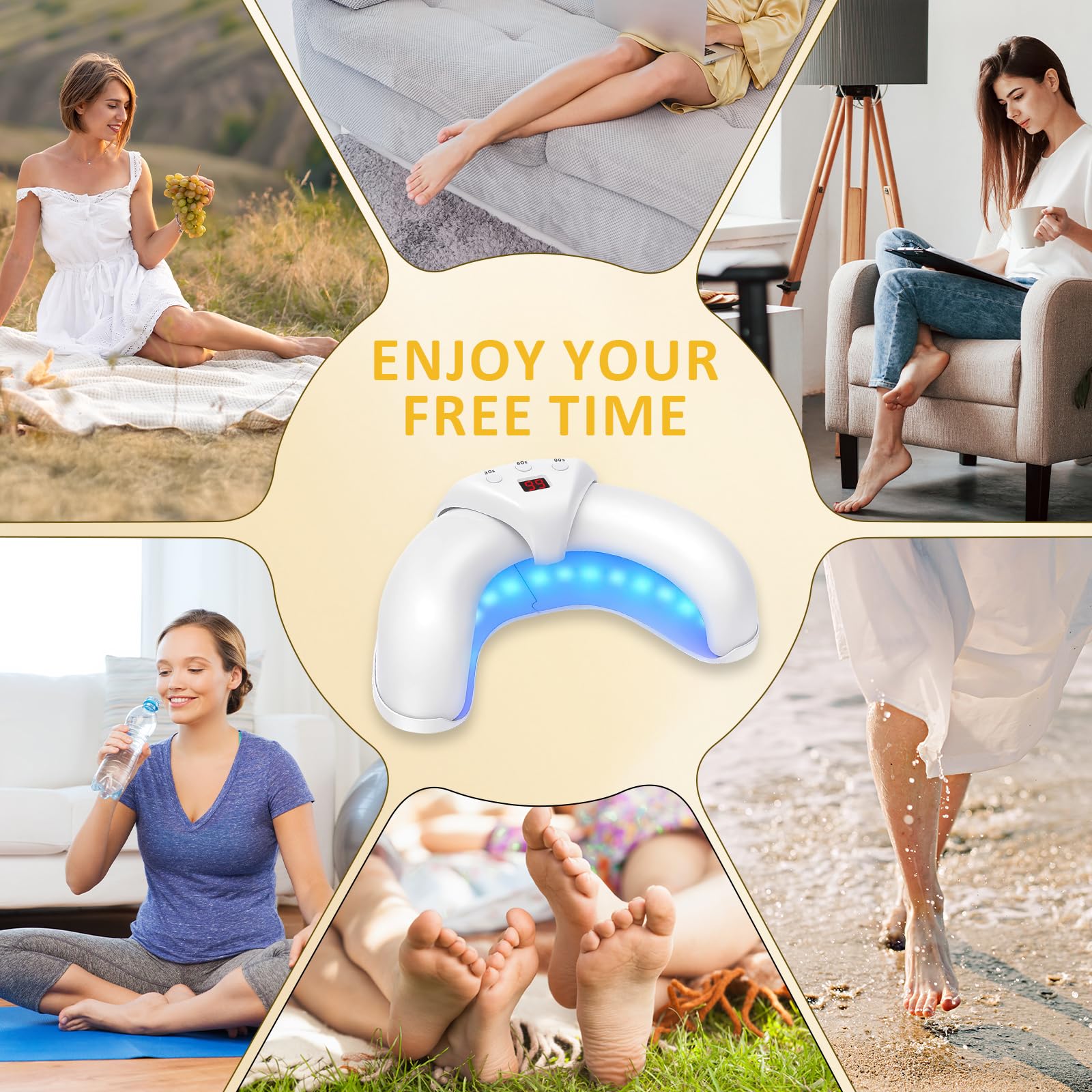 Nail Fungus Laser Treatment LED Light Device, Nail Fungus Cleaning Light Device for Damaged, Thick Toenails and Fingernails, Suitable for Home Use (White)